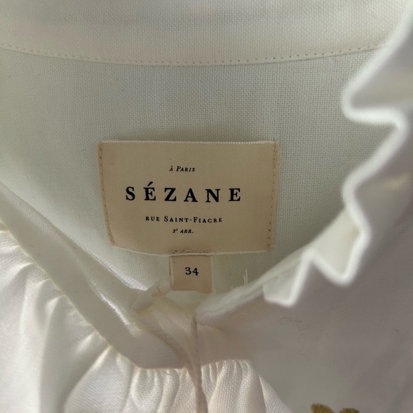 NWT NEW Sezane Chlo Blouse with Gold Heart Embroidery 34 - Picture 10 of 15